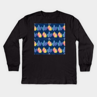 Dark Leaves Patterns Kids Long Sleeve T-Shirt